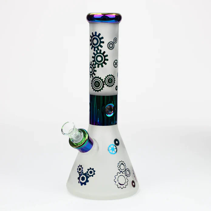 PHOENIX STAR-12.5" Sandblast and Electroplated 7mm Glass Beaker Bong