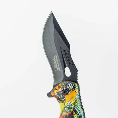 Defender-Xtreme - 8" Glass Breaker Folding Knife - Magic Dragon