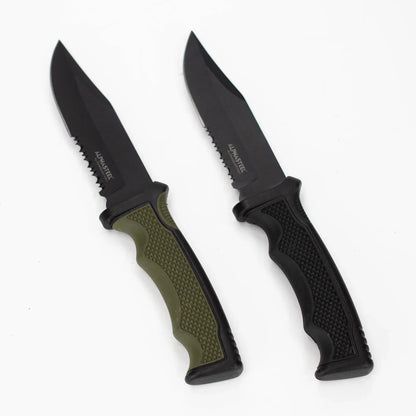 ALPHASTEEL - 9" Fixed Blade Serrated Knife w/ ABS Sheath