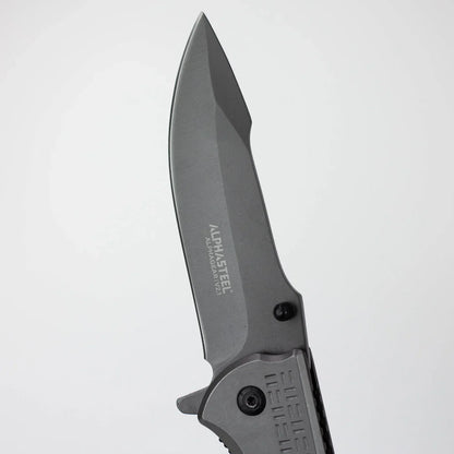 ALPHASTEEL - 9" Folding Pocket Knife - Redwood
