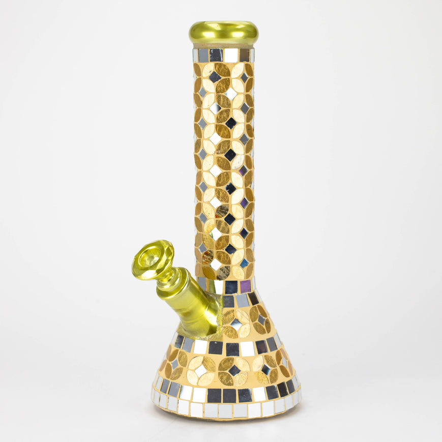 14" Mosaic 9mm glass beaker bong with tree arm percolator