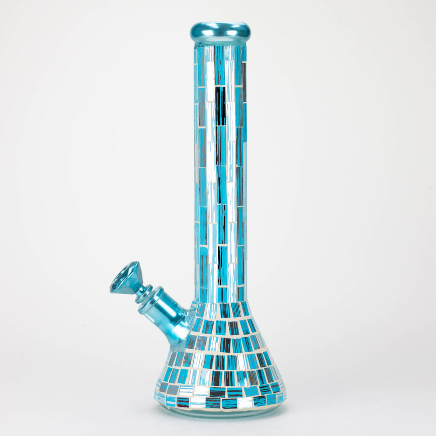 15.5" Mosaic 7mm glass beaker bong with tree arm percolator