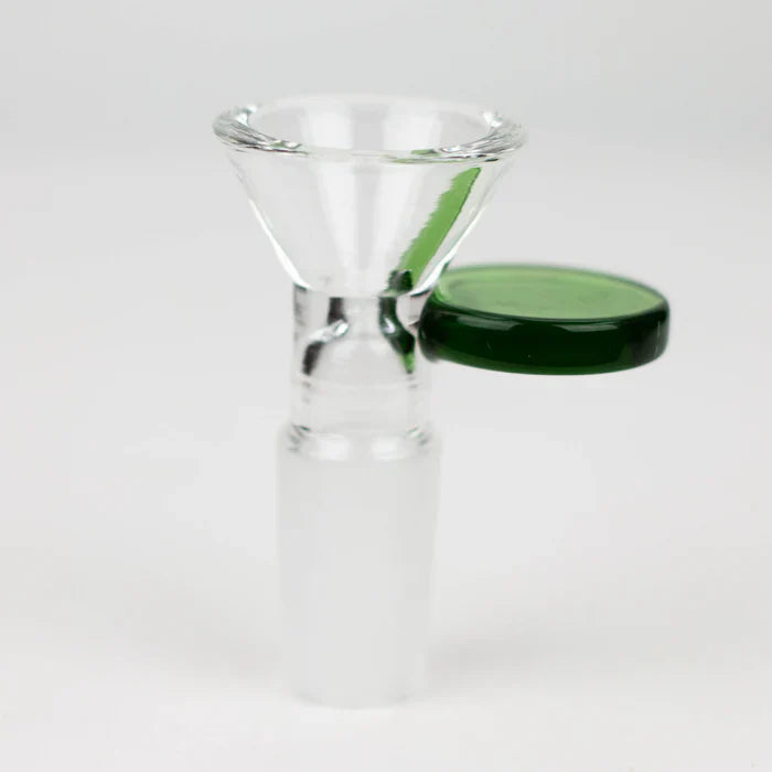 Glass bowl with round handle