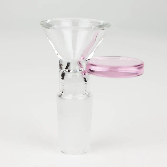 Glass bowl with round handle