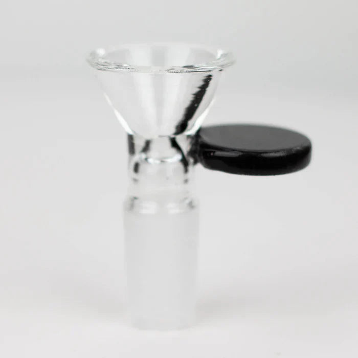 Glass bowl with round handle