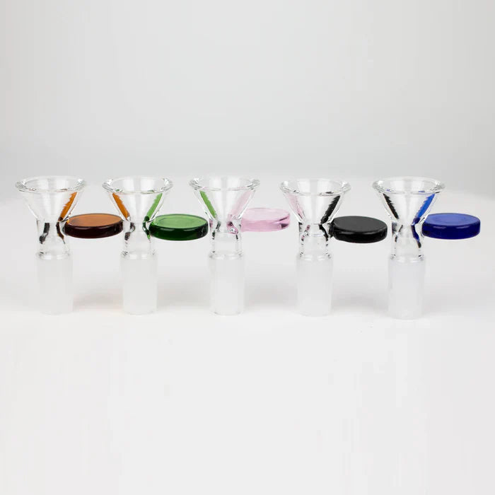 Glass bowl with round handle