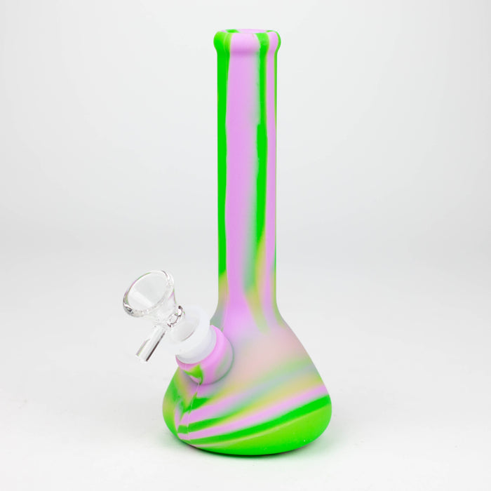 8" Tricolor silicone beaker water bong