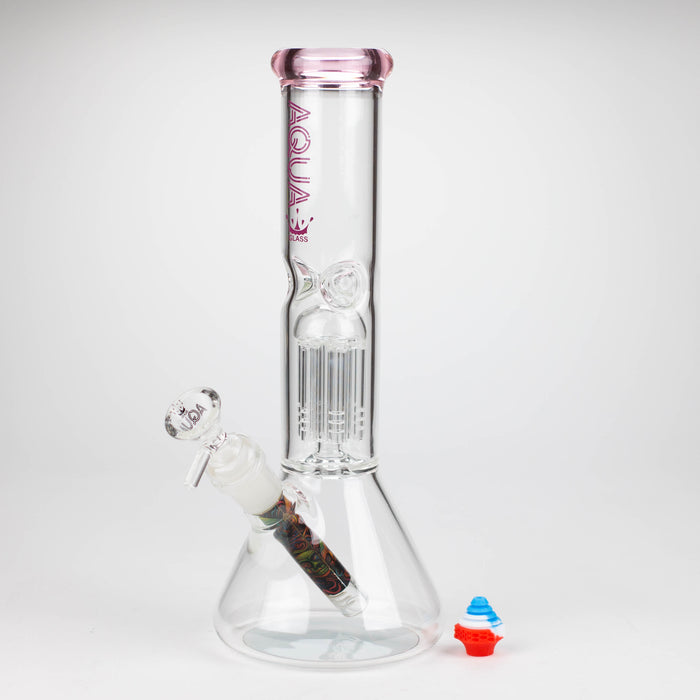 AQUA 10.5" Single Tree Arm Glass Beaker Bong with Silicone Cap