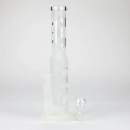 14" Glow In The Dark Straight Tube glass Bong With Honey Comb Diffuser