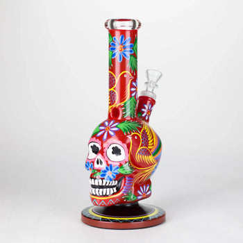 10" Sugar Skull Themed Glass Bong