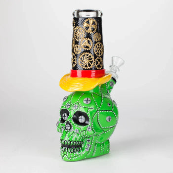 9" Wizard Sugar Skull Themed Glass Bong