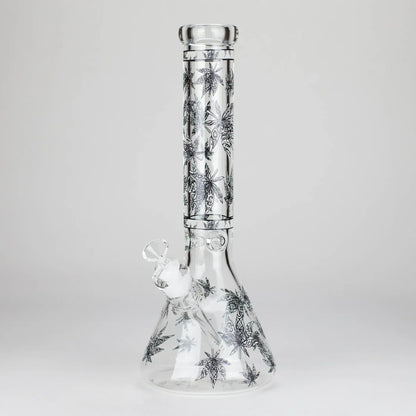14″ Glow-in-the-Dark Glass Beaker Bong - Leaf