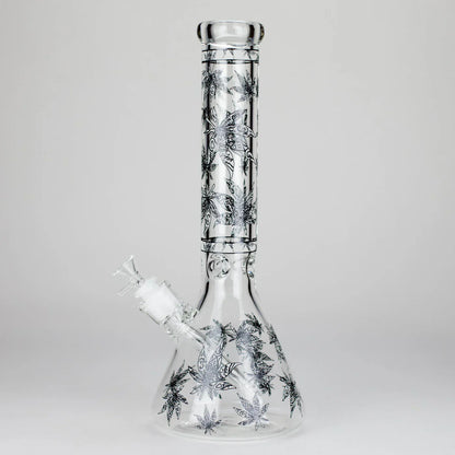 14″ Glow-in-the-Dark Glass Beaker Bong - Leaf