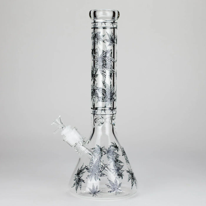 14″ Glow-in-the-Dark Glass Beaker Bong - Leaf
