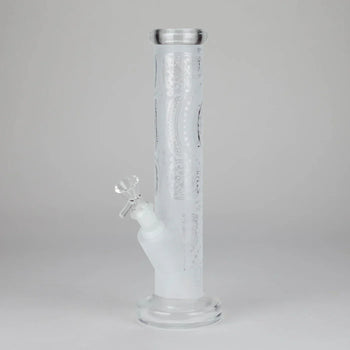 11″ Straight Tube Classic Frosted Glass Bong - Pattern 2
