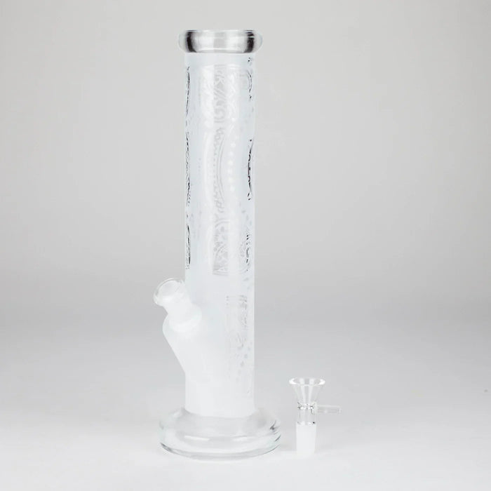 11″ Straight Tube Classic Frosted Glass Bong - Pattern 1
