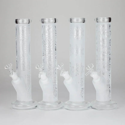 11″ Straight Tube Classic Frosted Glass Bong - Pattern 5