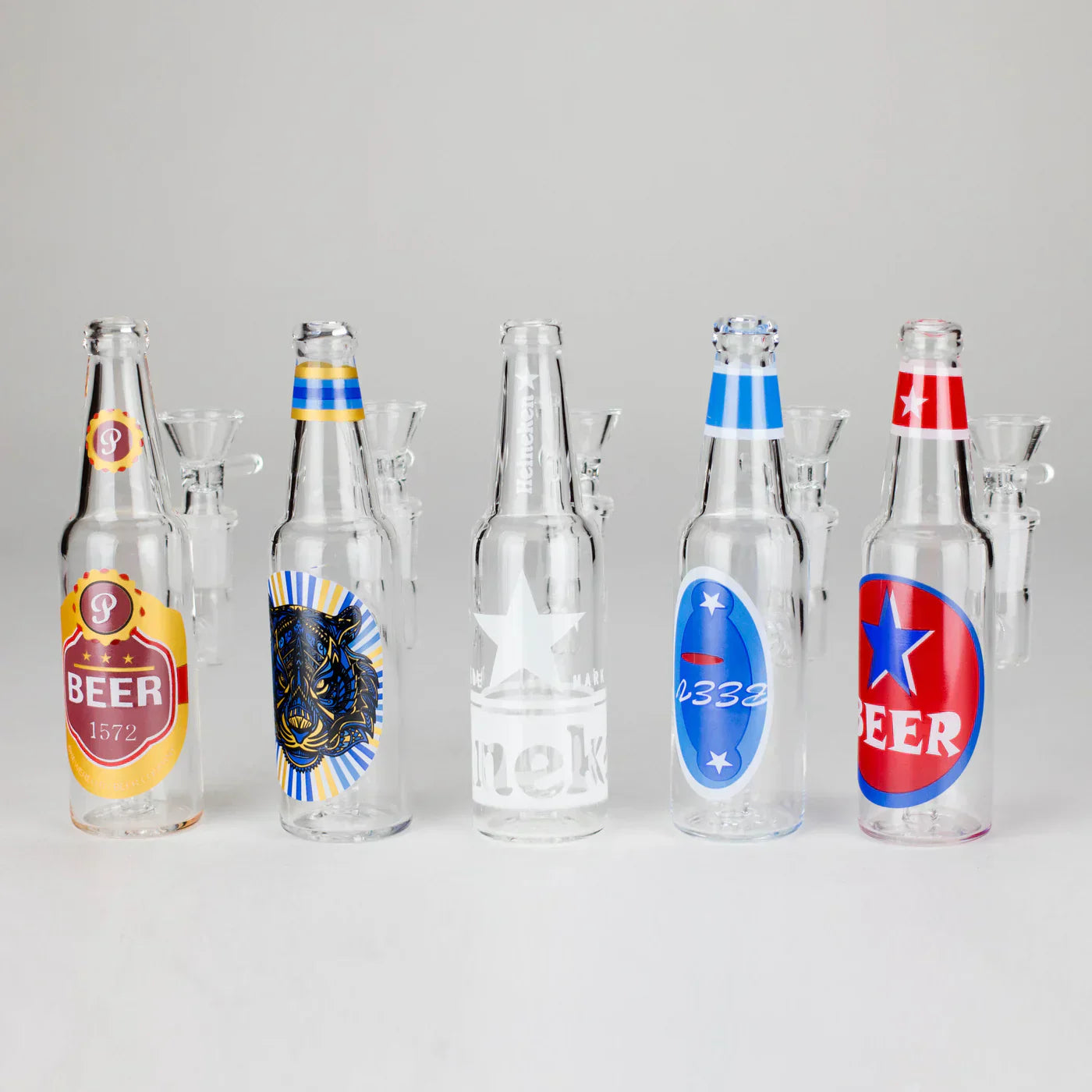 6″ Beer Bottle Design Glass Bong