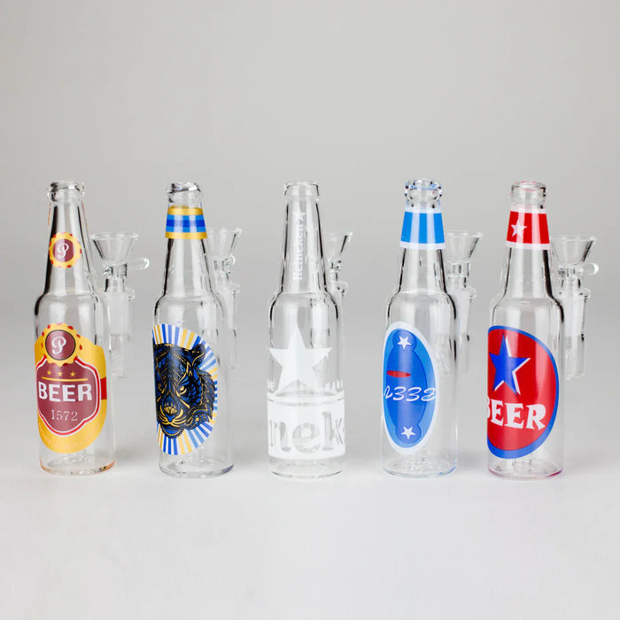6″ Beer Bottle Design Glass Bong