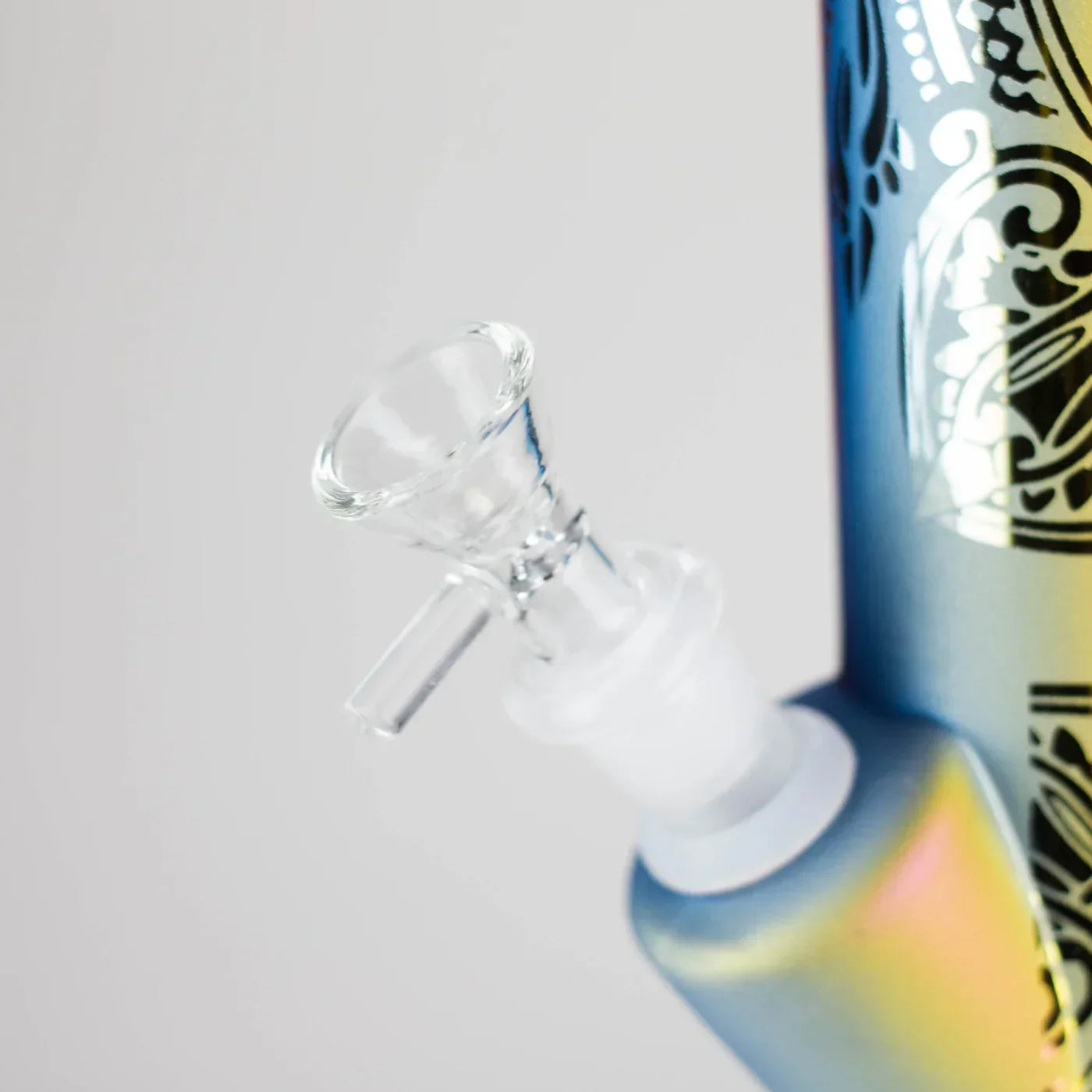 11" Straight Tube Electroplated Metaliic Finish w/ Intricate Patterns Glass Bong - Pattern 4