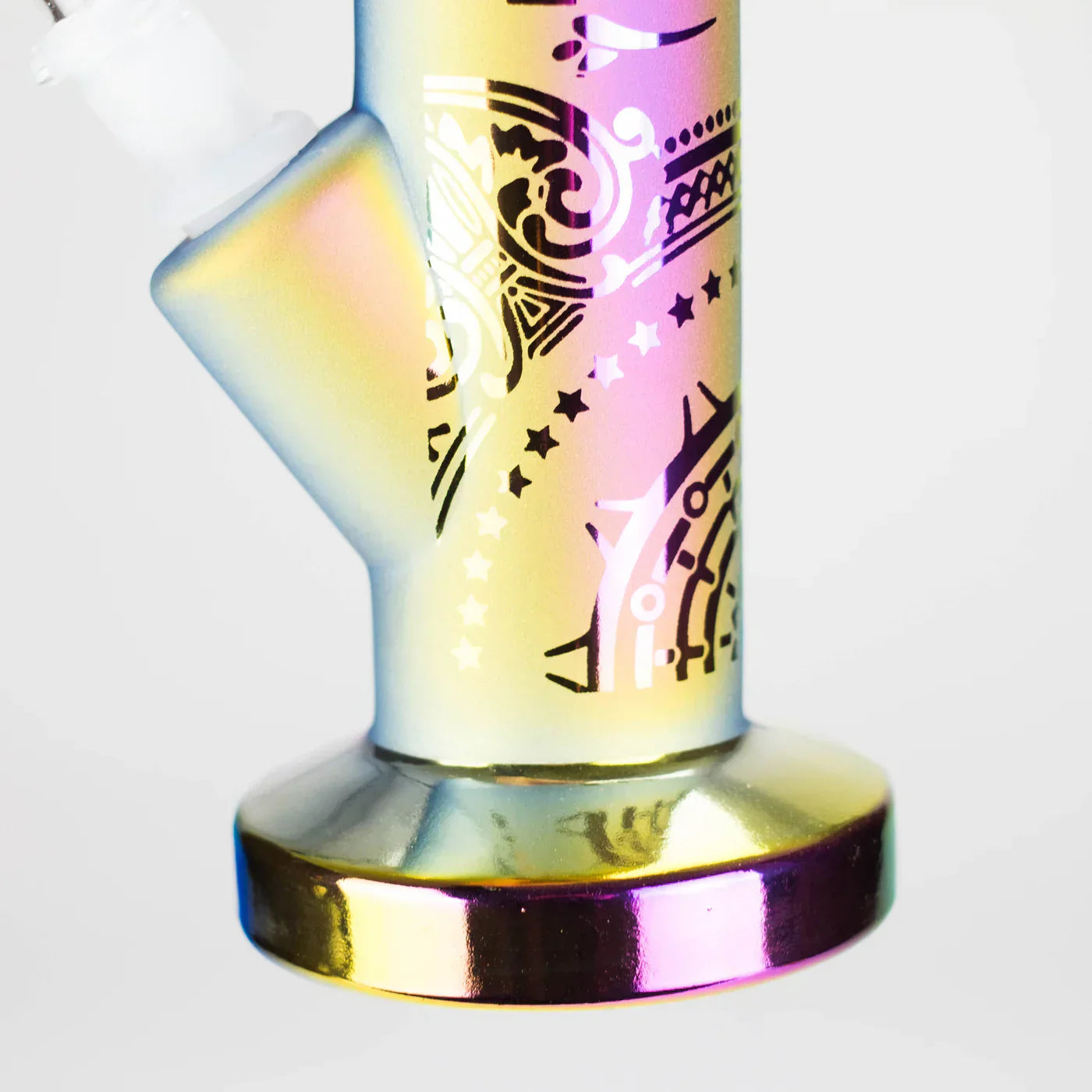 11" Straight Tube Electroplated Metaliic Finish w/ Intricate Patterns Glass Bong - Pattern 1