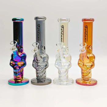 Fortune - 10" 5mm Electroplated Skull Glass Bong