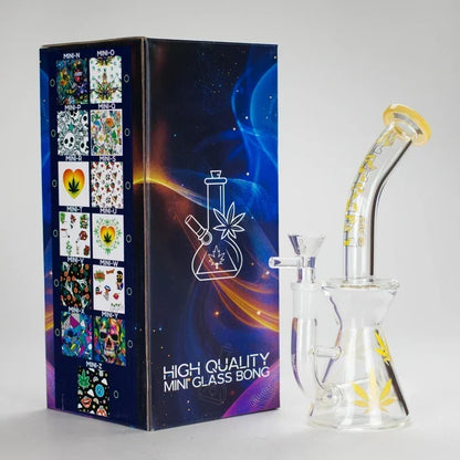 Haze - 8.5" Weed Leaf Bent Neck Jade Yellow Bong
