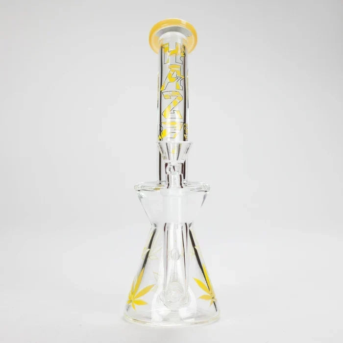 Haze - 8.5" Weed Leaf Bent Neck Jade Yellow Bong