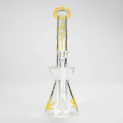 Haze - 8.5" Weed Leaf Bent Neck Jade Yellow Bong