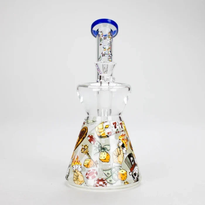 Haze - 8" Gambling Blue Glass Bong Bubbler