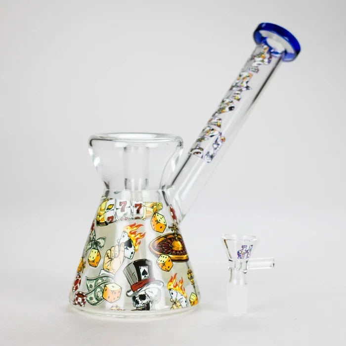 Haze - 8" Gambling Blue Glass Bong Bubbler