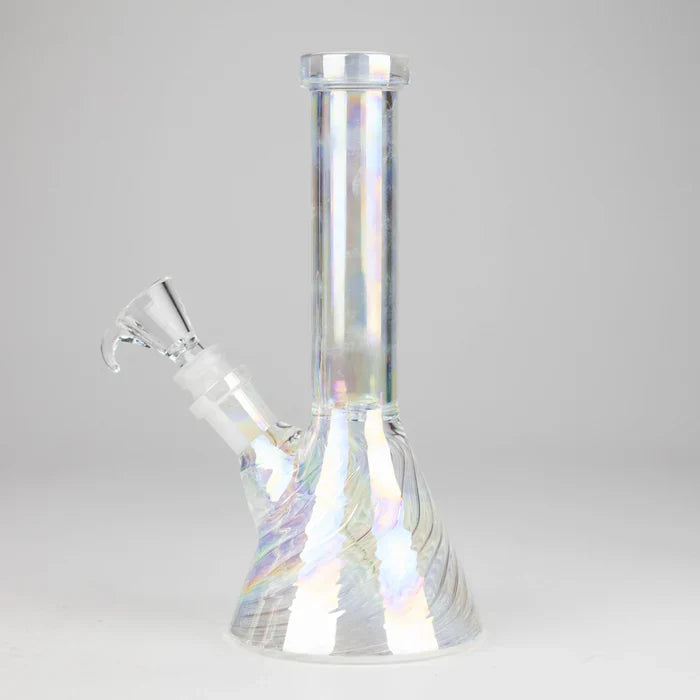 8" Shiny Beaker Bong w/ Ribbed Base