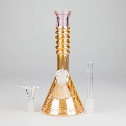 8" Shiny 6-Rings Beaker Bong w/ Handle Slide