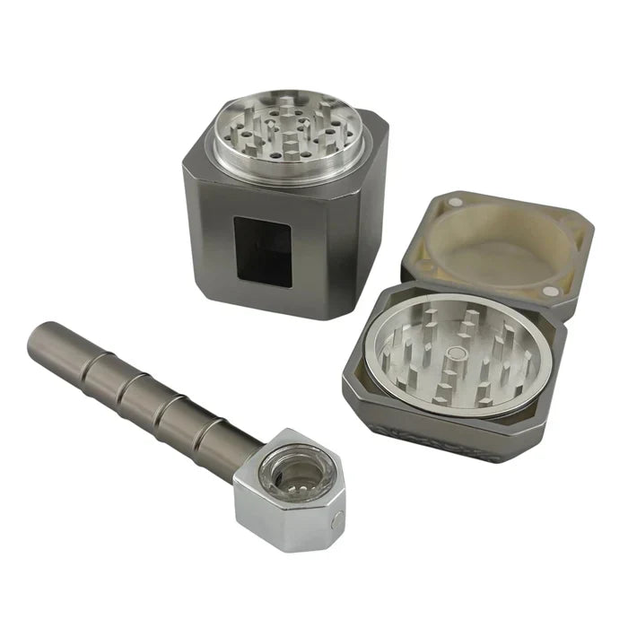 Hammer Style 4-Pc Metal Grinder w/ Built-In Pipe