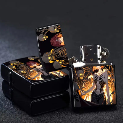 Gothic Skeleton & Glowing Skulls Metal Lighter Case