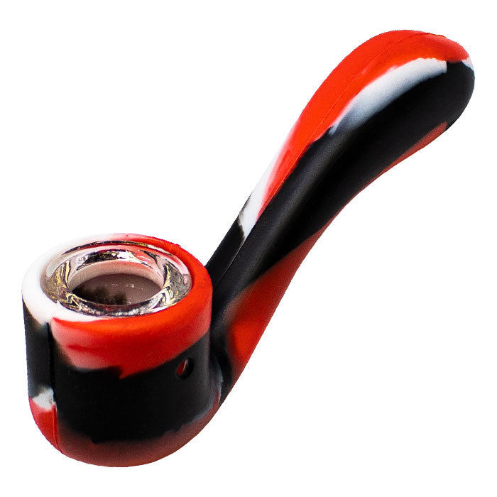 Multicoloured 4" Silicone Pipe with Glass Bowl