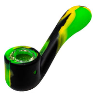 Pipe en silicone multicolore de 4 pouces avec bol en verre