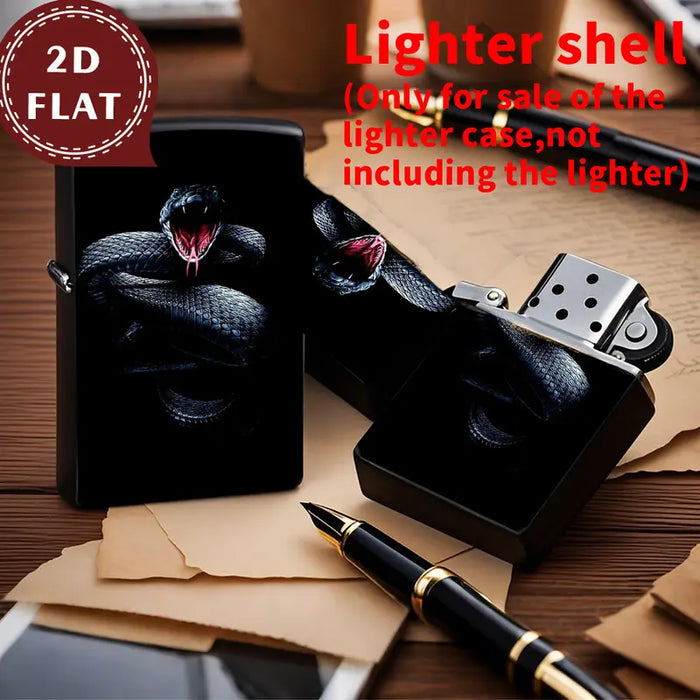 2D Black Snake Mouth Retro Fashion Lighter Shell