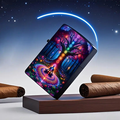 Vibrant Chakra Meditation Forest Art Aluminum Lighter Shell