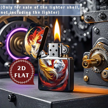 2D Flat Fantasy Wolves Yin-Yang Lighter Shell