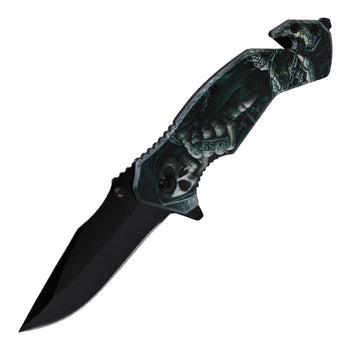 Perucci - 8" Black Dome Leader Foldable Matt Finish Pocket Knife