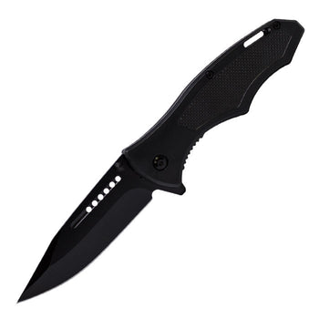 Perucci - 9" Black & White Monster Solid Foldable Pocket Knife