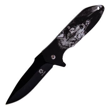 8" Savage Howl Rage Wolf Folding Knife