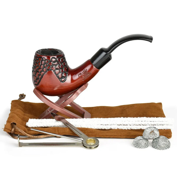 Pulsar Shire Pipe 5.5" Engraved Bent Brandy Cherry