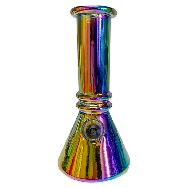 Double Ridge 6" Mini Glass Beaker Bong Metallic Finish