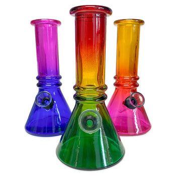 Double Ridge 6" Mini Glass Beaker Bong Ombre