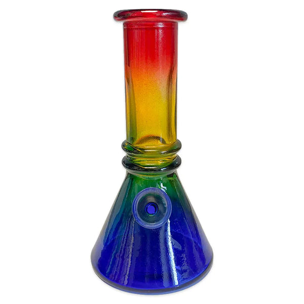 Double Ridge 6" Mini Glass Beaker Bong Rainbow