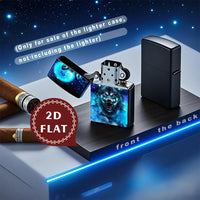 2D Flat Wolf Howling Moon Light Lighter Shell