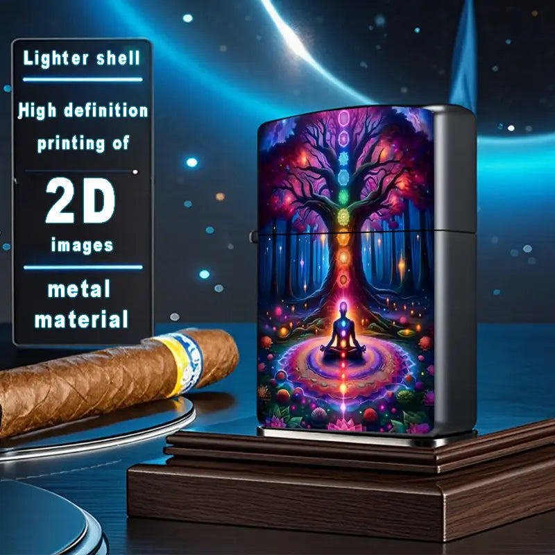 Vibrant Chakra Meditation Forest Art Aluminum Lighter Shell