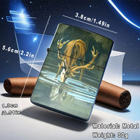 2D Deer Drinking Water in Forest Aluminum Lighter Shell